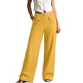 thumbnail image 2 of Women's Linen Wide Leg Pants High Waisted Elastic Back Loose Flowy Trousers with Pockets Summer Casual Beach Vacation Lounge Pants Breathable Daily Wear, 2 of 7