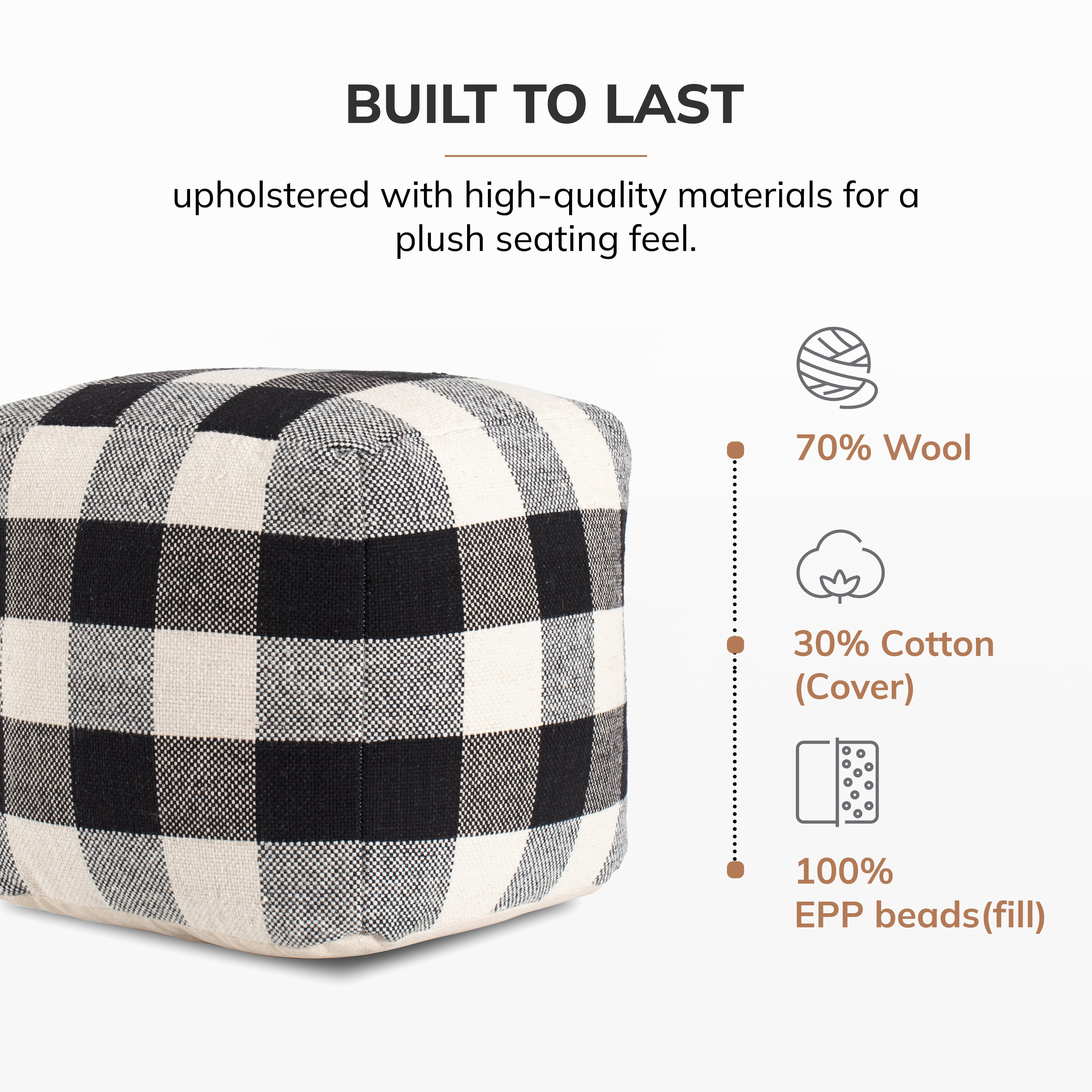 Anji Mountain Cube Plaids Woven Pouf