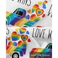 thumbnail image 6 of Rainbow Truck Linen Curtain Valance for Bedroom/Bathroom/Kitchen/Office/Living/Dining Room Window,Colorful Love Heart Watercolor White Pocket Topper Drapes Decorative Cafe Drapery Panel 42"x18", 6 of 6