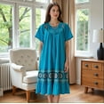 thumbnail image 3 of Loungees Women’s Lounge Dress - Boho Midi Muu Muu Dress with Printed Border, Relaxed Fit Crinkle Cotton Gauze, Side Pockets, 3 of 3