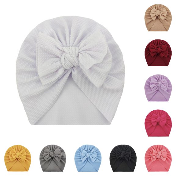 Oiyii Toddler Girls Textured‑Fabric Large‑Bow Bow Turban Hat Solid Daily‑Use Kids Headwear Casual Daily Party Cap, A