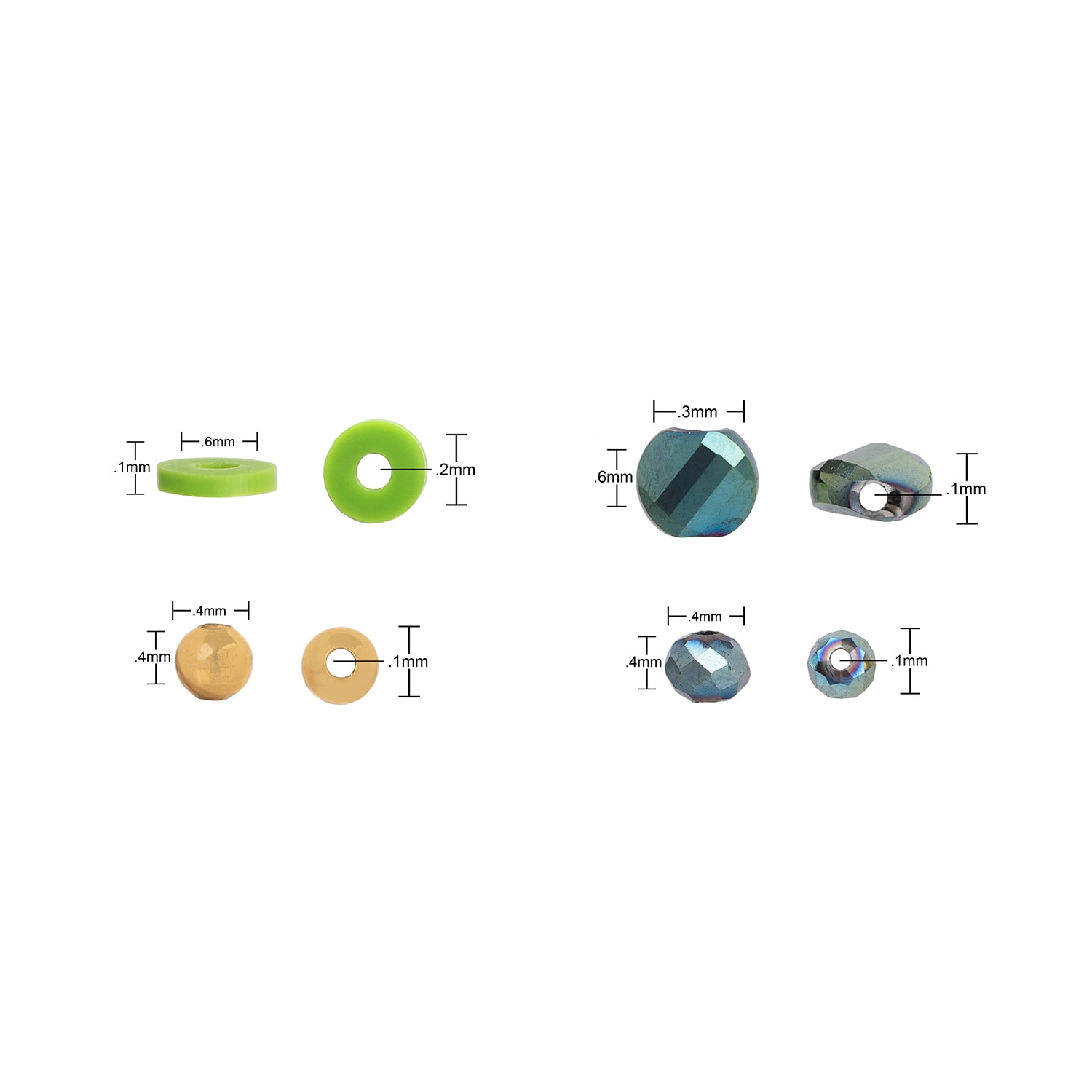 (2 pack) Cousin DIY 4-Strand Olive/Sage Heishi, Ernite Glass Rondelle and Coin Beads, 7 in/Strand, Adult