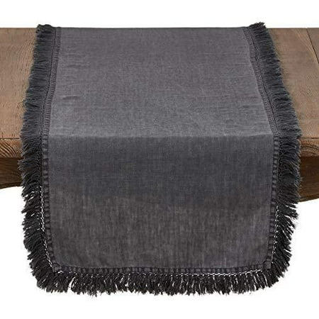 

Fennco Styles Stonewashed Chic Large Fringed Linen 20-Inch Down Filled Throw Pillow