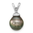 thumbnail image 4 of 14k White Gold Tahitian Pearl Pendant Necklace for Women with Cultured Black Drop Pearl, Minimalist Fine Jewelry for Formal Events or Everyday Wear, Elegant Timeless Accessory, 4 of 6