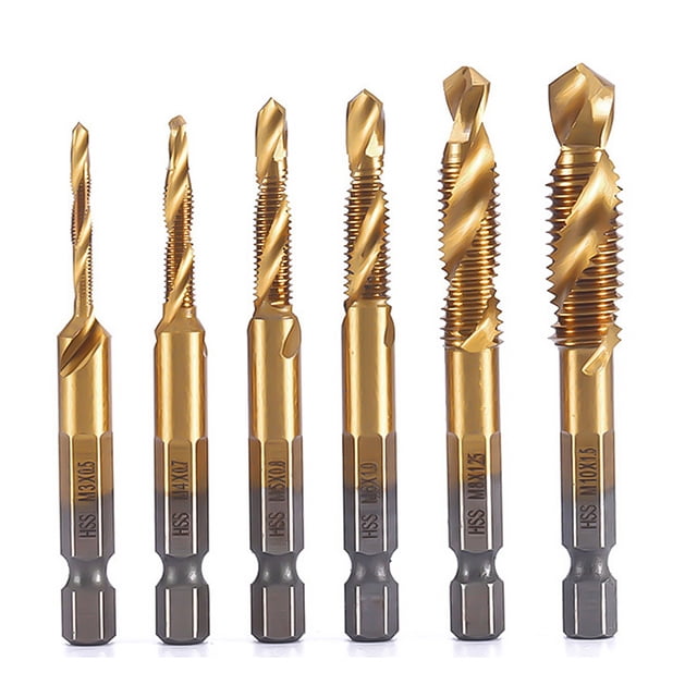 6 uds M3-M10 HSS juego de brocas de taladro combinado vástago hexagonal herramienta de grifo compuesta