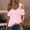 Pink, variant on ALLLIST Short Sleeve Womens Tops V-Neck Cold Shoulder Blouses Trendy Green Solid Shirts Ladies Tops