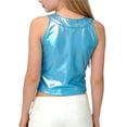 thumbnail image 5 of Girls Shiny Crop Top Sleeveless High Neck Metallic Sky Blue Glitter Cami for Party Tween Girls Clothes,Size 11-12T, 5 of 5