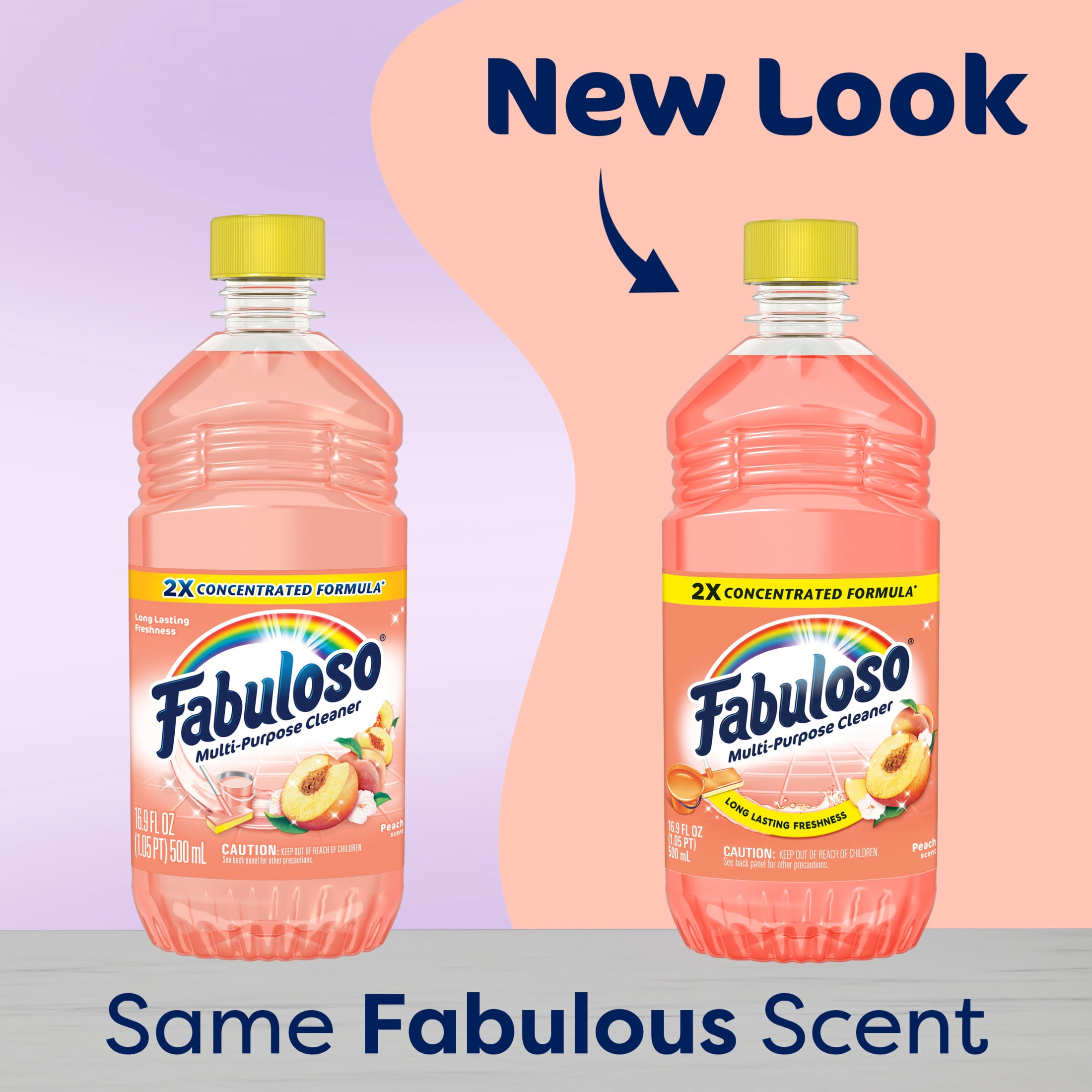(3 pack) Fabuloso 2X Multi-Purpose Cleaner, No Rinse Floor Cleaner, Peach Scent, 16.9 fl oz