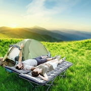 ABORON Folding Camping Cot Bed ,With Removeable Mattress for Adults,Portable Outdoor Cots with 2 Sided Mattress & Carry Bag
