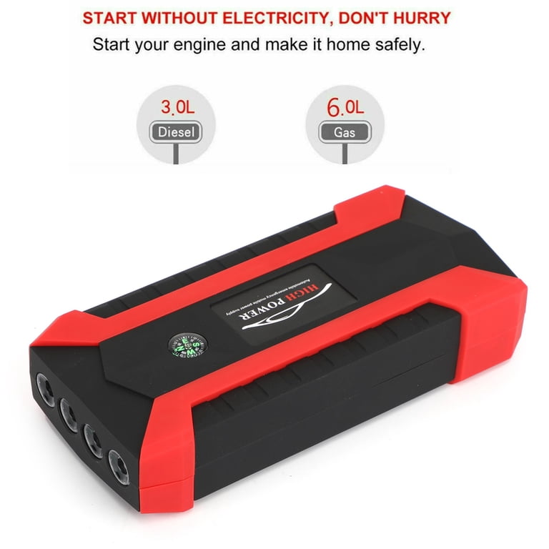 KOSDFOGE Car Jump Starter Power Bank, 8000a 12V Jump Starter, Cargador USB Power Battery Charger Power Bank Para Motor De Gasolina 3.0L(Rojo KOSDFOGE Car Jump Starter Power Bank, 8000a 12V Jump Starter, Cargador USB Power Battery Charger Power Bank Para Motor De Gasolina 3.0L(Rojo