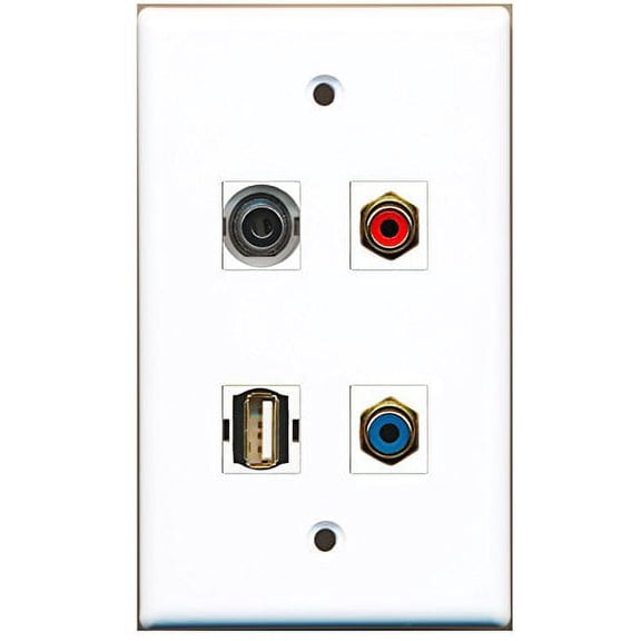 RiteAV - 1 Port RCA Red 1 Port RCA Blue 1 Port USB A-A 1 Port 3.5mm Wall Plate