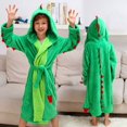 thumbnail image 2 of Boys' Girls Plush Hooded Bathrobe - Dinosaur Fleece Sleep Robe, 2 of 7