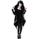 thumbnail image 4 of Puntoco Chaqueta de punto negra con capucha y estampado punk de manga larga para mujer, abrigo de talla grande Puntoco Puntoco-6437, 4 of 9