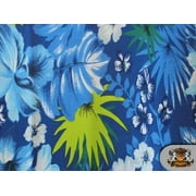 Polycotton Printed HAWAIIAN BLUE Fabric / 60" Wide / Sold by the Yard