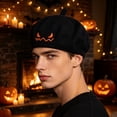 thumbnail image 2 of CINVREST Halloween Party Hat Creative Pumpkin Beret-Hat Cute Embroidery Fashion Knitted Hats Fall Winter Party Headwear (Free Size, Black), 2 of 7