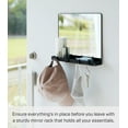 thumbnail image 6 of Yamazaki Home Magnetic Mirror with Storage Rack, Black, Glass, Supports 5.5 pounds, Magnetic, Mirror, 6 of 7