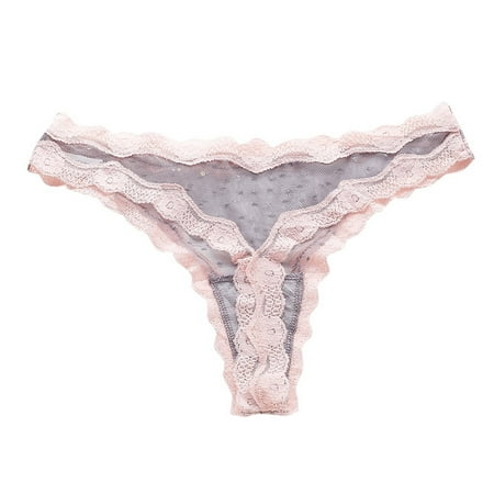 

Qcmgmg Women s Bikini Briefs Lace Breathable Stretch Panties T-Back Soft Low Waisted Underwear