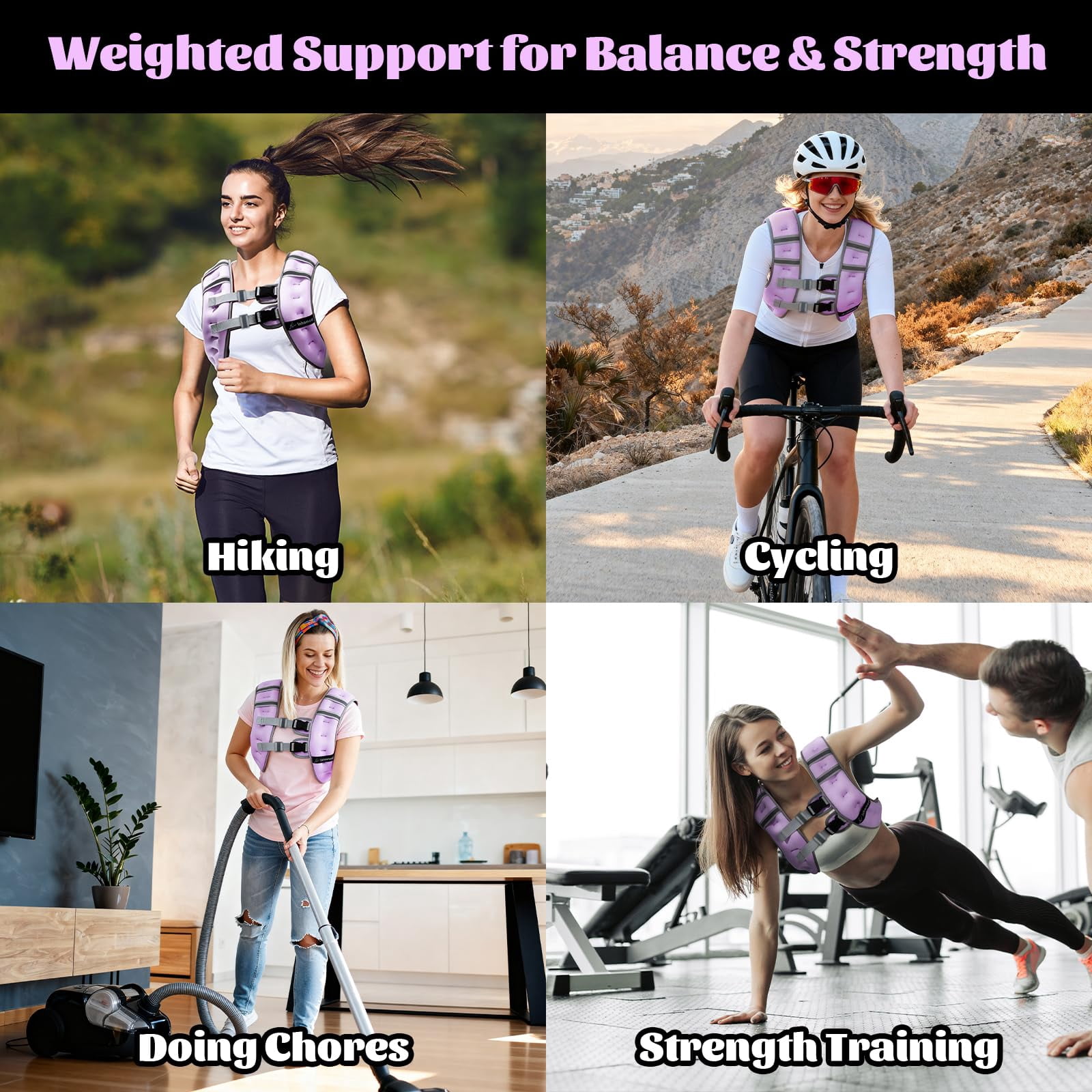 Purple 15 lb Weighted Vest for Workout Running Walking