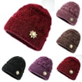 thumbnail image 4 of WREESH Women's Winter Fleece Beanie Warm Knitted Hat With Flower Embroidery, Thickening Fleece Hat Wine, 4 of 4