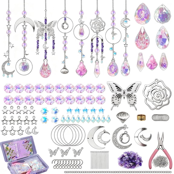 DIY Suncatcher Kit,400pcs Sun Catchers Making Supplies Kit Crystal Kits Window Hanging Décor Set for Window Home Garden Festival Decor Gifts (Butterfly)