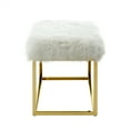 thumbnail image 2 of Inspired Home Randy Faux Fur Bench Goldtone Frame Ottoman Modern, White, 2 of 8