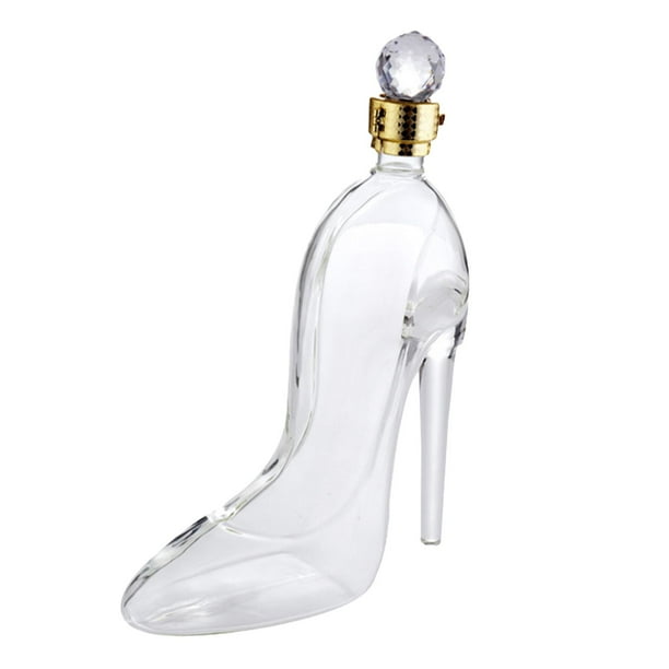 Novedad zapatos de forma whisky decantador botella de vidrio regalo de mujer