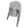 thumbnail image 4 of JGGSPWM Women's Shrug Sweaters Tie Front Long Sleeve Rib Knit Bolero Open Front Cropped Cardigan Jacket Tops Gray XL, 4 of 6