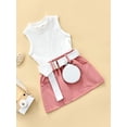 thumbnail image 2 of Kids Girl Summer Skirt Outfit Sleeveless Tank Tops and Casual Pocket Mini Skirt and Fanny Pack Set, 2 of 6