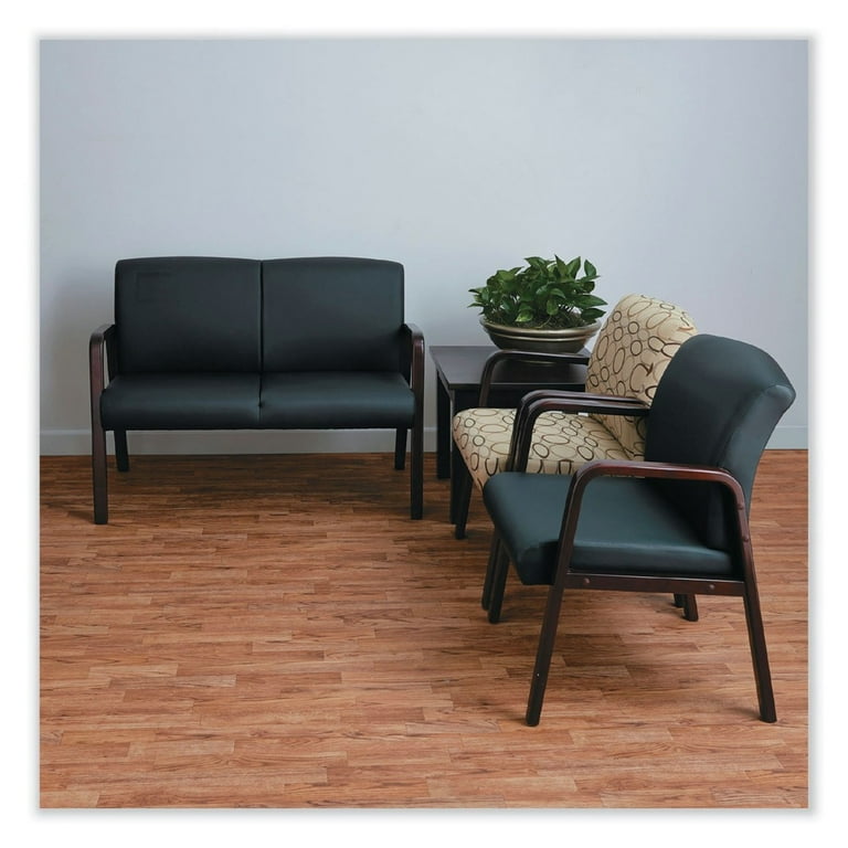 Alera Reception Lounge Series Wood Loveseat, 44.88w x 26.13d x 33h, Black/Mahogany Alera Reception Lounge Series Wood Loveseat, 44.88w x 26.13d x 33h, Black/Mahogany