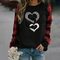 thumbnail image 2 of XIAOCHA Women Double Heart Embellished Sweatshirt Valentine Loose Long Sleeve Round Neck Pullover Spring Soft Daily Top, 2 of 6