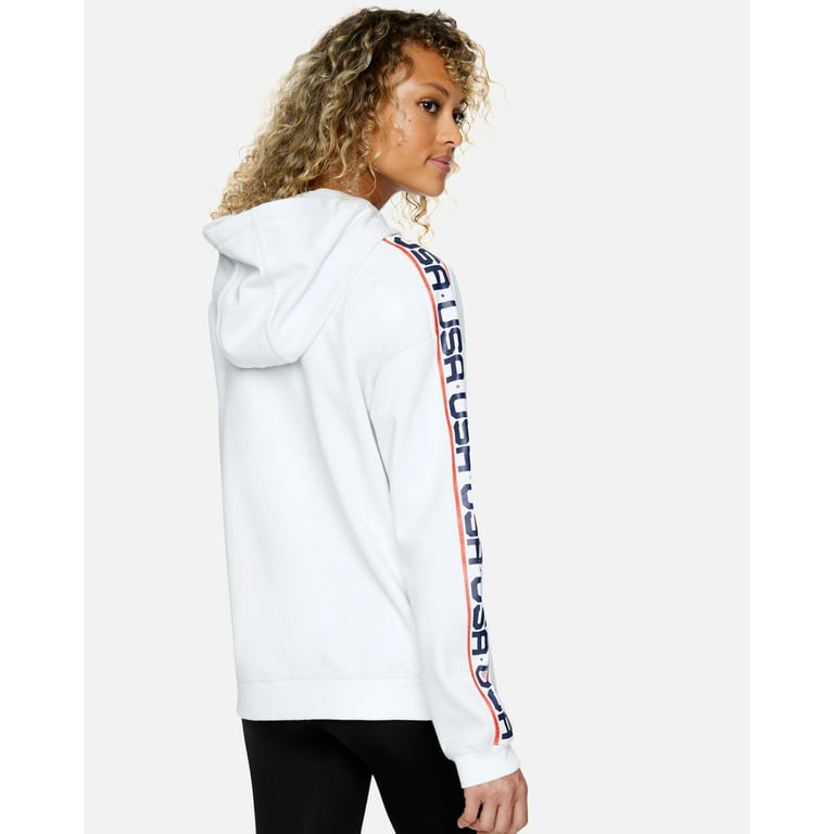 Hurley Women's Team USA Olympics Therma Full Zip Fleece Hoodie Sweatshirt  (Medium, White) 