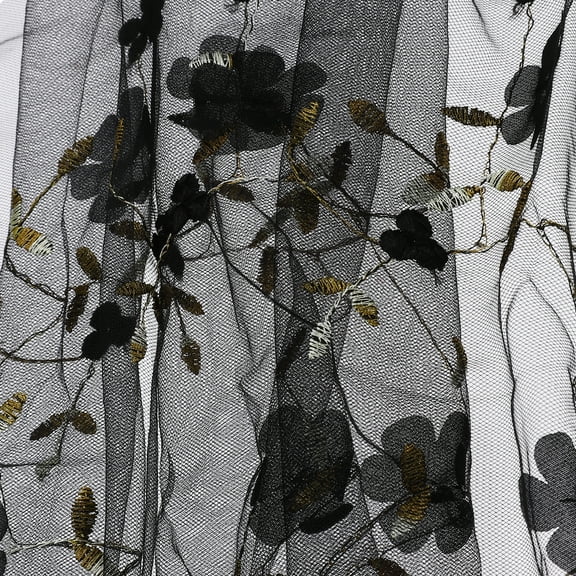 Uxcell 1 Yard Tulle Fabric 35"x51" 3D Applique Flower Embroidery Mesh Lace Fabric for DIY Handmade Clothing Wedding Dress Skirt Home Curtain Decoration, Black