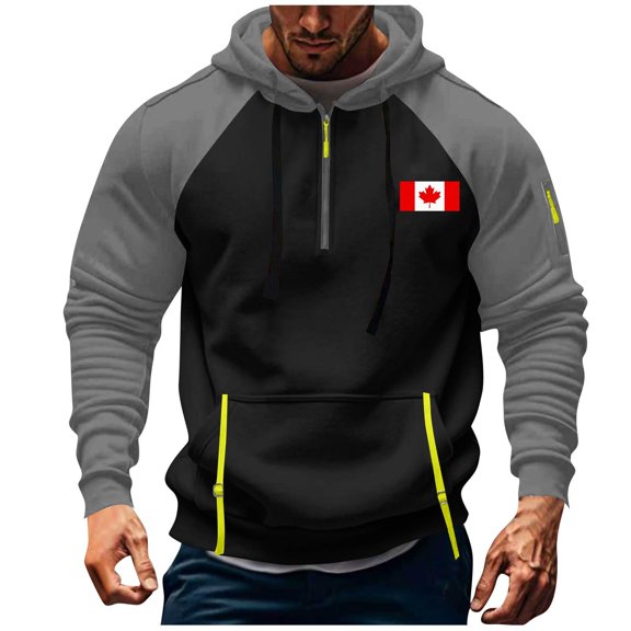 Generic Men's Fleece Hoodie Sweatshirts Casual Long Sleeve Quarter Zip Pullover Sweatshirt Workout Athletic Hoodies