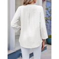 thumbnail image 5 of Womens V Neck Casual Hollow Out Eyelet Embroidered Blouses Shirts Beach Cover Up Tops Dressy White XL, 5 of 8