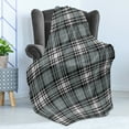 thumbnail image 4 of Checkered Soft Flannel Fleece Blanket, Old Fashioned Plaid Tartan in Dark Colors Classic English Tile Symmetrical, Cozy Plush for Indoor and Outdoor Use, 50" x 60", Grey Black White, by Ambesonne, 4 of 5