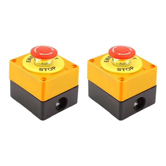 2 interruptores de botón pulsador de parada de emergencia con forma de hongo rojo NO+NC de 22 mm, mecanizado CNC Gecko