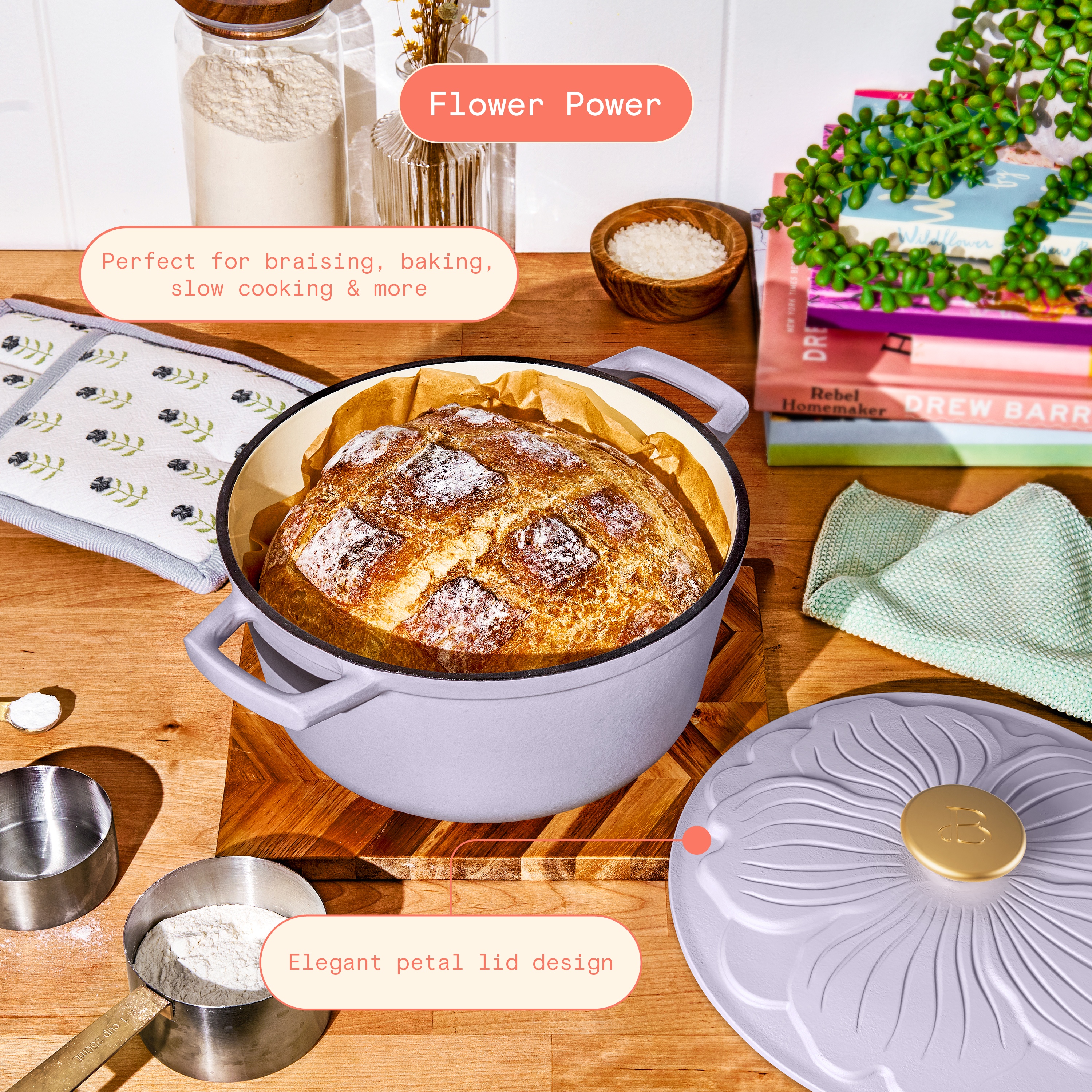 Beautiful by Drew Barrymore 4-Quart Enameled Cast Iron Dutch Oven photo 4