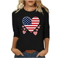 thumbnail image 2 of Cavosen USA Flag Shirts for Women Petite Red White and Blue 3/4 Sleeve Crew Neck Shirts American Flag Graphic Tops Lady XL Patriotic Casual T Shirts Independence Day Tunic Tees Patriotic Outfits, 2 of 4