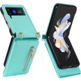 thumbnail image 6 of Phone Case for Samsung Galaxy Z Flip 4 5G 2022 Wallet Cover with Credit Card Holder Slot Crossbody Strap Lanyard Cell ZFlip4 Z4 Flip4 4Z Women Girls Men Green, 6 of 13