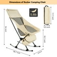 thumbnail image 3 of Camping Chair, Vecukty High Back Rocking Chair 165 lbs Capacity, Heavy Duty Compact Outdoor Portable Folding Rocker Chair for Camping Hiking Gardening Travel Beach Picnic,Beige, 3 of 9