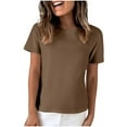 thumbnail image 2 of tarylea Plus Size Tops for Women Short Sleeve Crew Neck Crop Tops Casual Loose Summer Solid Color Dailywear T-Shirt Tops, 2 of 7