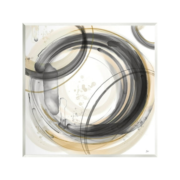 Stupell Industries Neutral Concentric Circles Abstract Painting Unframed Art Print Wall Art, 12 x 12