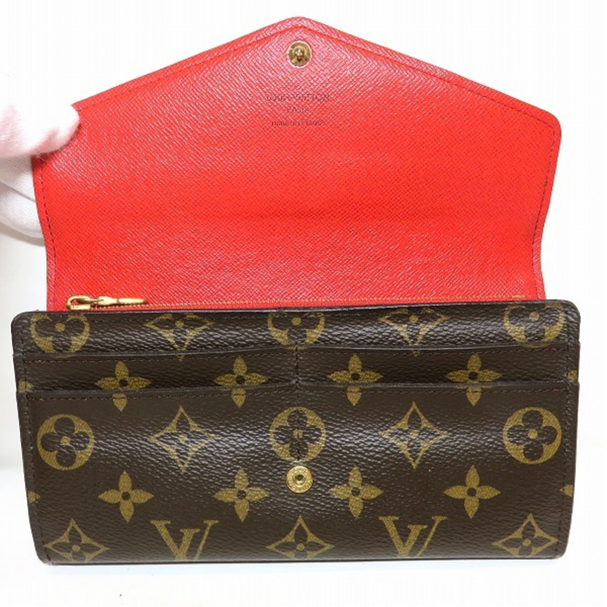 Authenticated Used Louis Vuitton LOUIS VUITTON Monogram Portefeuille Sarah  Long Wallet with Hook Fuchsia Red M62234 
