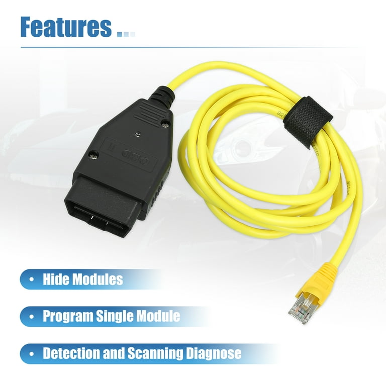 Lightning to OBD2 2 in 1 Phone to OBD2,ENET Rj45 Cable Ethernet Connector  Tools