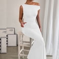 thumbnail image 5 of TaTaai Women's Solid Color Sleeveless Off-Shoulder Fishtail Dress with Slim Fit, Elegant Design, and Mermaid Hem Gift, 5 of 8