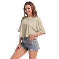 thumbnail image 4 of Women's Oversized Workout Cropped T Shirts Crew Neck Short Sleeve Casual Loose Summer Crop Tee Tops, 4 of 4