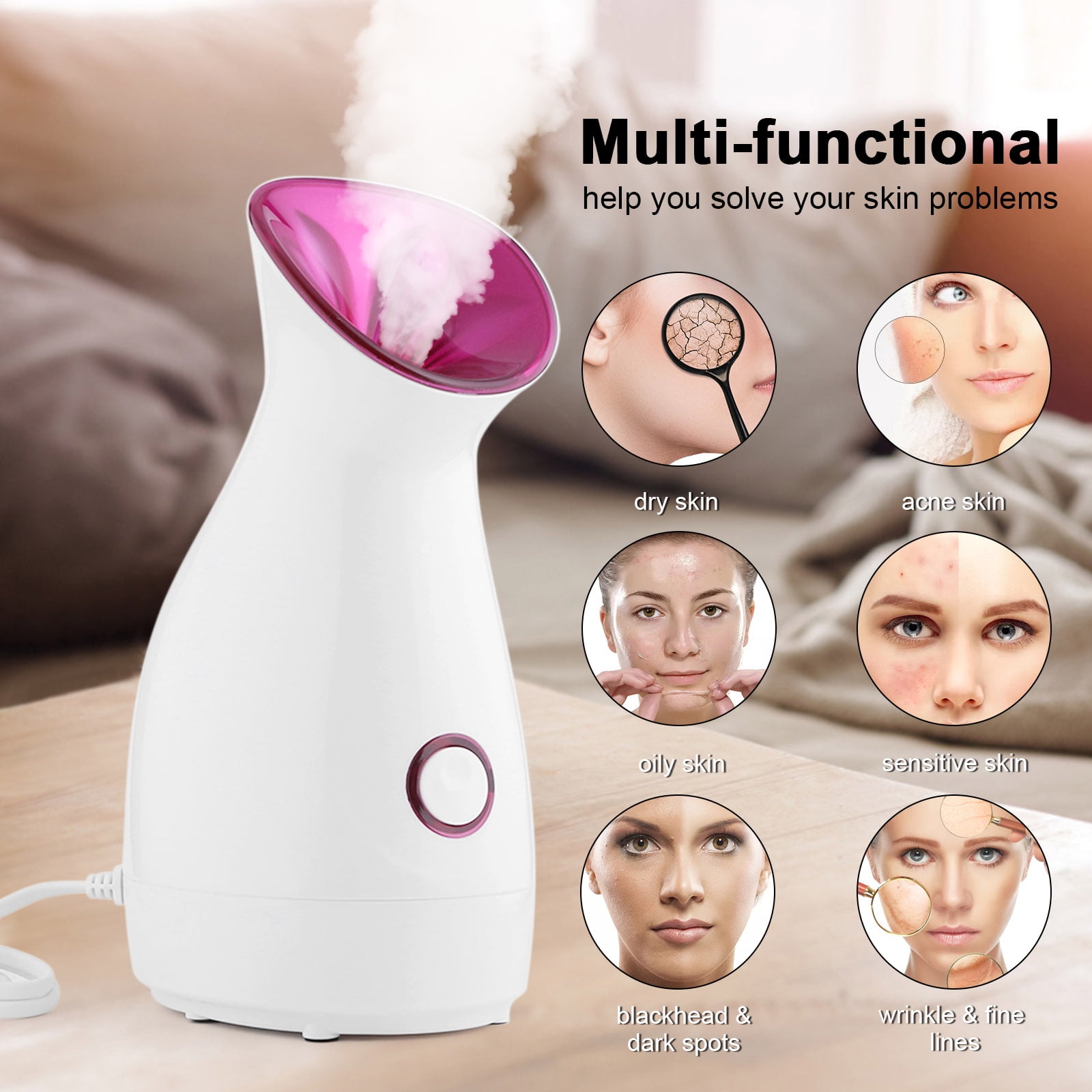 MIXFEER Facial Steaming 70ml Hot Mist Face Steamer for Home Skin Care Moisturizing for Women & Men