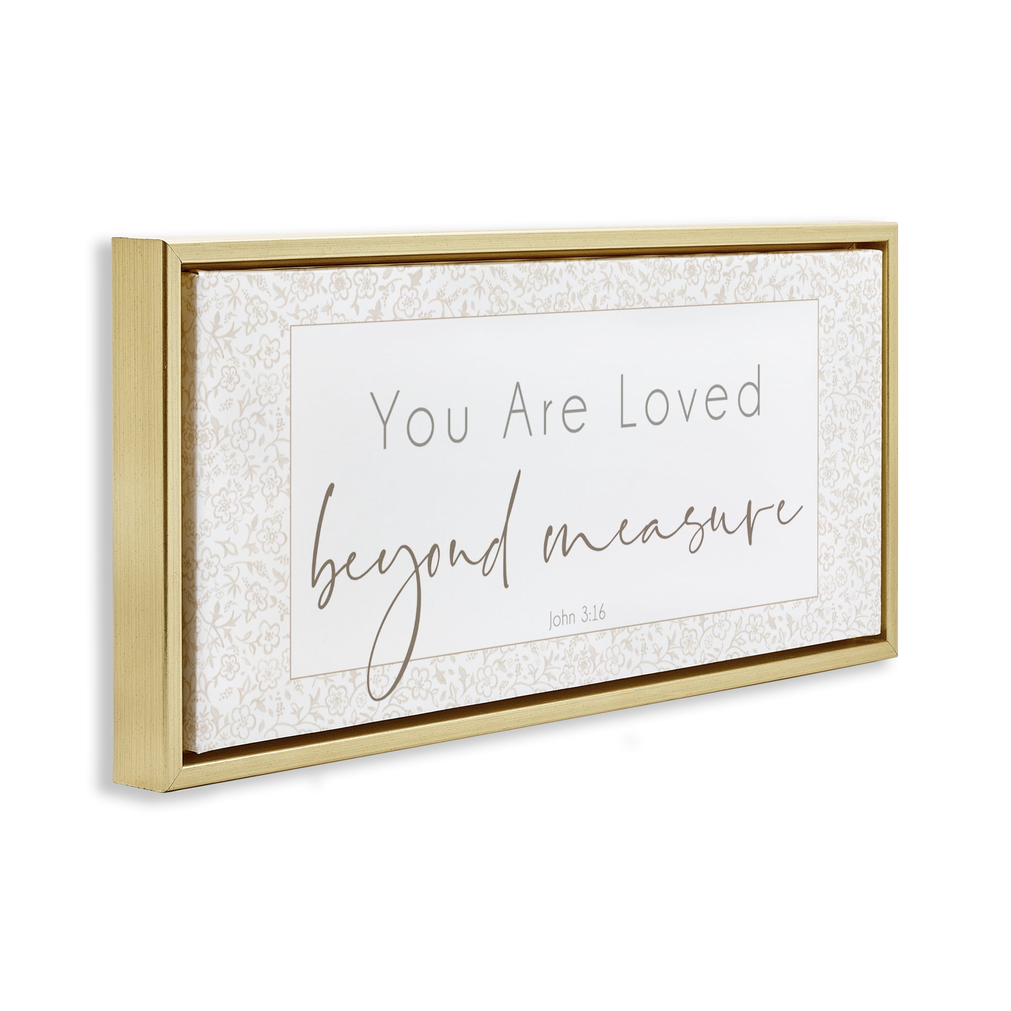Stupell Industries Minimal Loved Beyond Measure Gold Framed Floater Canvas Wall Art, design by Janice Gaynor