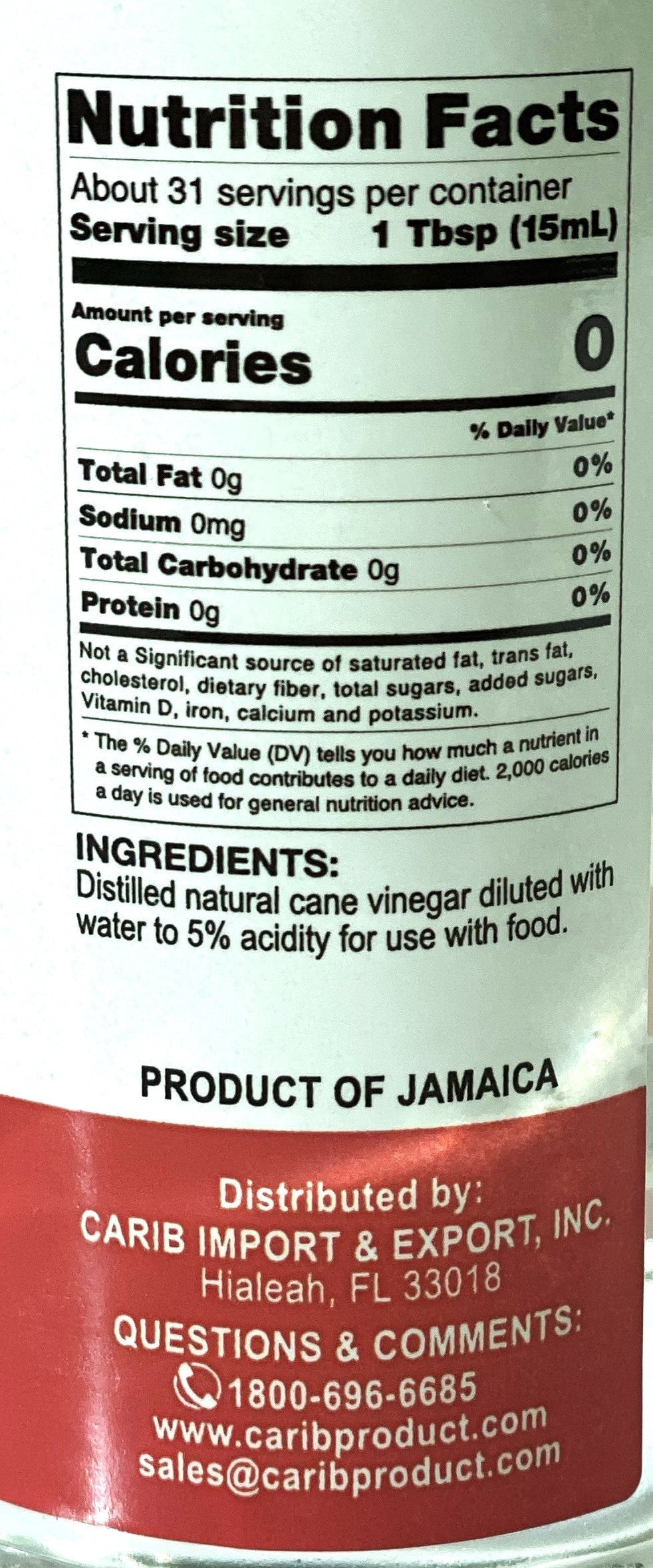 Carib Jamaican Cane Vinegar 16oz (473ml) 3-Pack – Product of Jamaica – Curated & Packaged by ODatzGood