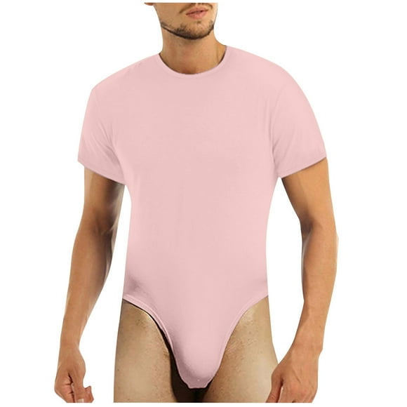 GDREDA Sexy Men's Underwear Men's Short Sleeved Romper Pajamas Romper Pajamas Romper Basic Romper Pink,L